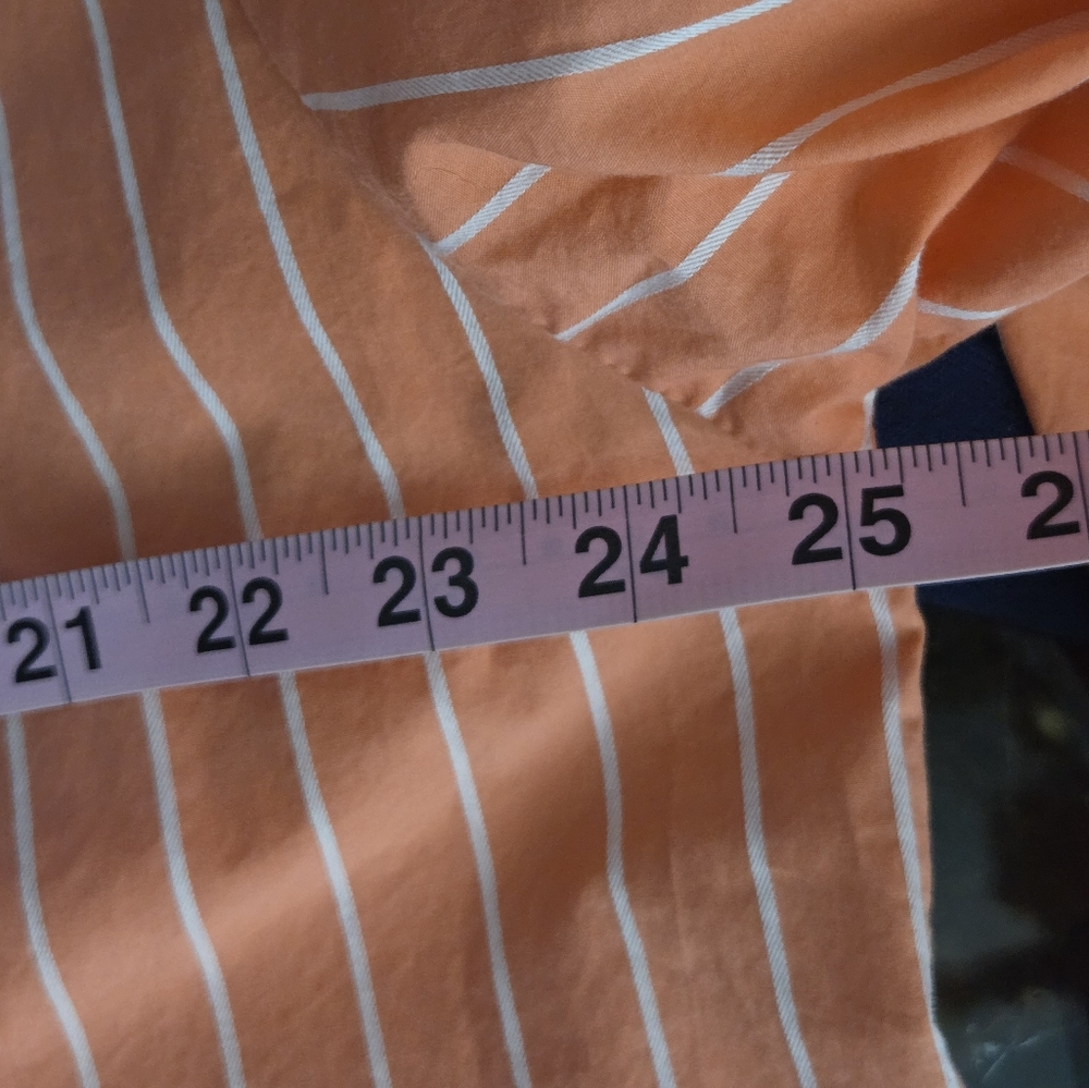 A New Day Size XXL Vibrant Coral Oversized Shirt with Subtle Stripes Button-up - Picture 9 of 11